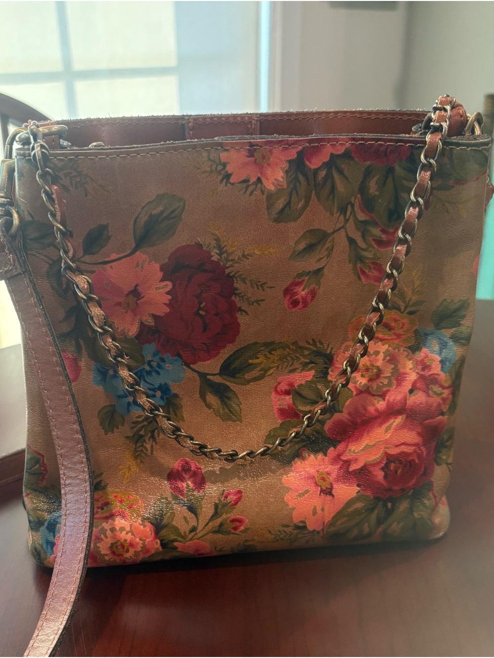 Patricia Nash Vintage Floral Print Chain-Handle Shoulder crossbody purse Bag EUC